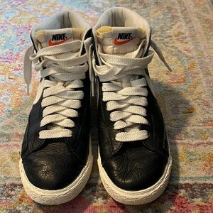 Nike, high top, black and white, leather sneakers
